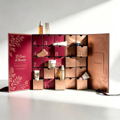Custom Double Door Recycled Materials Beauty Skin Care 25 Days Christmas Advent Calendar Rigid Gift Box Magnetic Closure