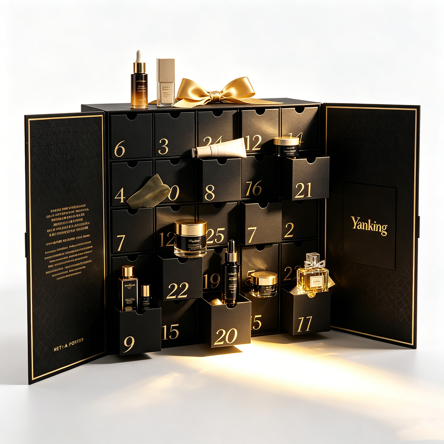 Custom Double Door Recycled Materials Beauty Skin Care 25 Days Christmas Advent Calendar Rigid Gift Box Magnetic Closure