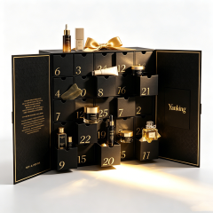 Custom Double Door Recycled Materials Beauty Skin Care 25 Days Christmas Advent Calendar Rigid Gift Box Magnetic Closure