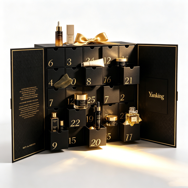 Custom Double Door Recycled Materials Beauty Skin Care 25 Days Christmas Advent Calendar Rigid Gift Box Magnetic Closure