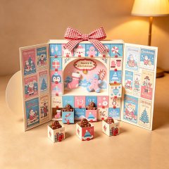 Custom Double Door Magnet Christmas 12 Days Advent Calendar Chocolate Candy Cookies Rigid Gift Paper Box for Children
