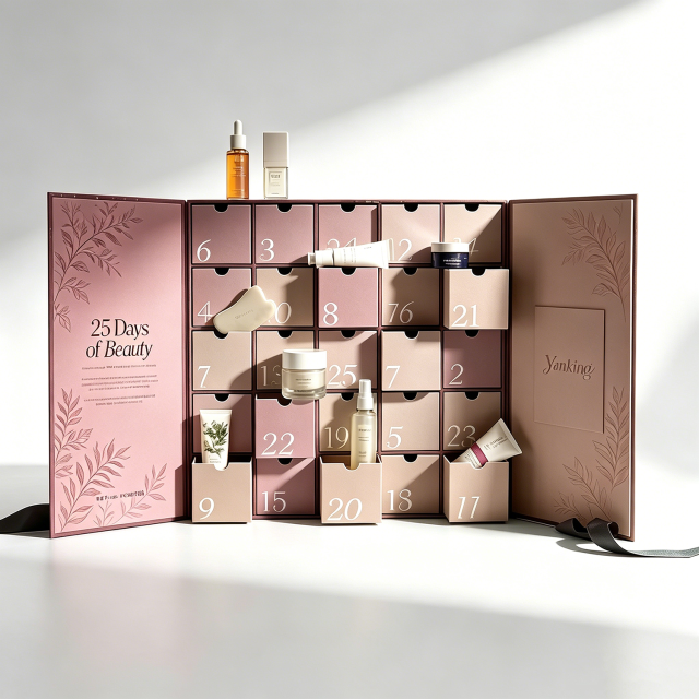 Custom Double Door Recycled Materials Beauty Skin Care 25 Days Christmas Advent Calendar Rigid Gift Box Magnetic Closure