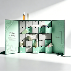 Custom Double Door Recycled Materials Beauty Skin Care 25 Days Christmas Advent Calendar Rigid Gift Box Magnetic Closure