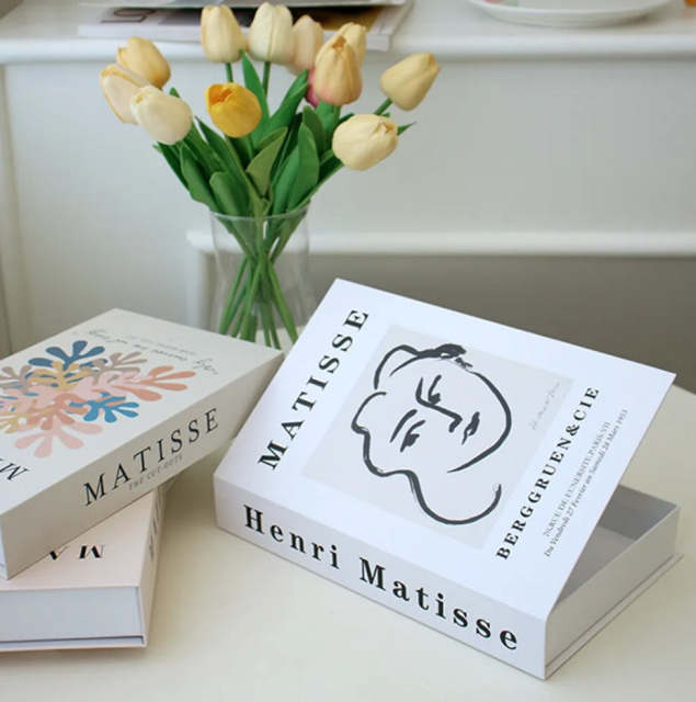 Custom Modern Style Fancy Fashion Book Shaped Box Decoration Model Hardcover Hollow Decorative Book Paper Box Embossing Sponge