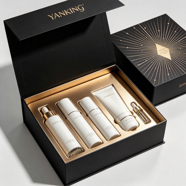 Custom Luxury Cosmetic Skincare Packaging Box for Face Oil Serum Printed Paper Magnet Box OEM Manufacturer