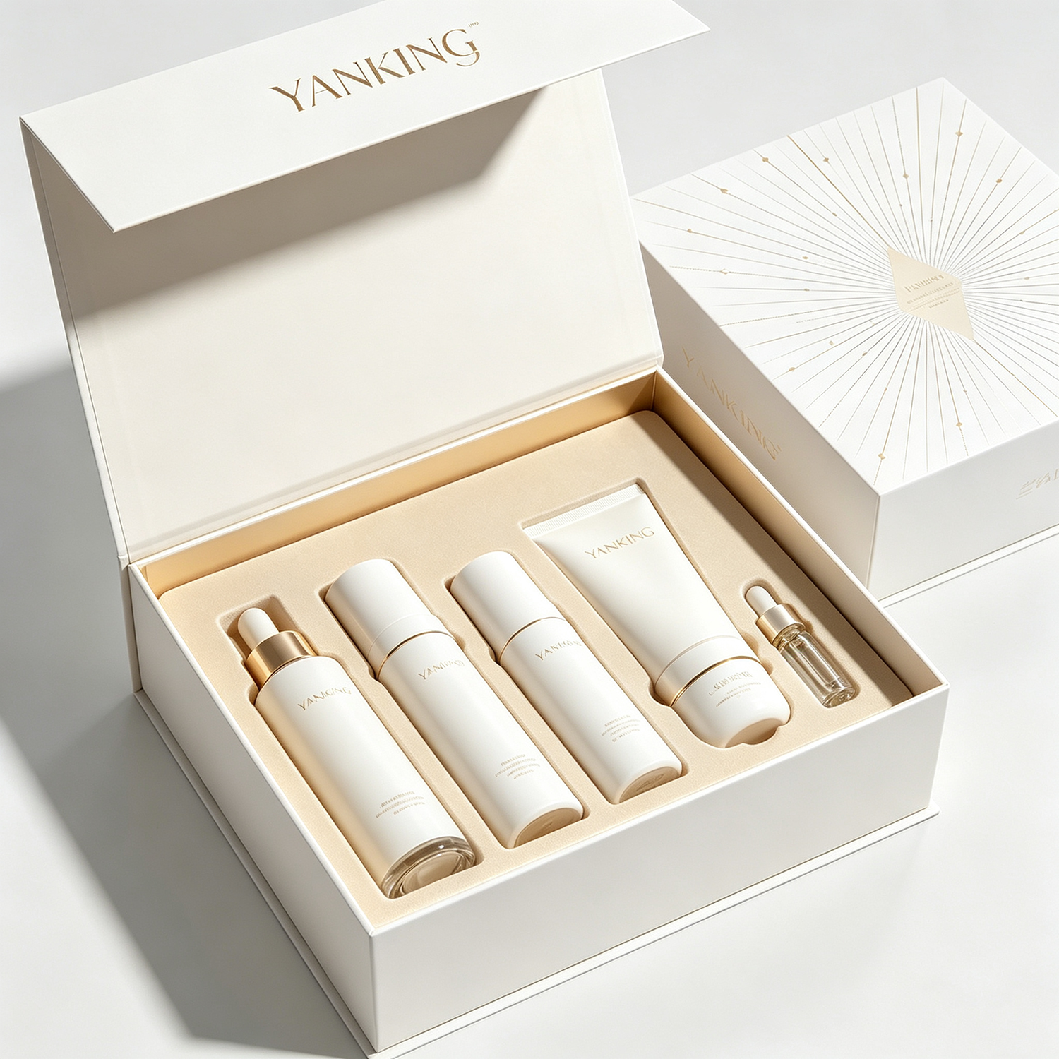 Custom Luxury Cosmetic Skincare Packaging Box for Face Oil Serum Printed Paper Magnet Box OEM Manufacturer