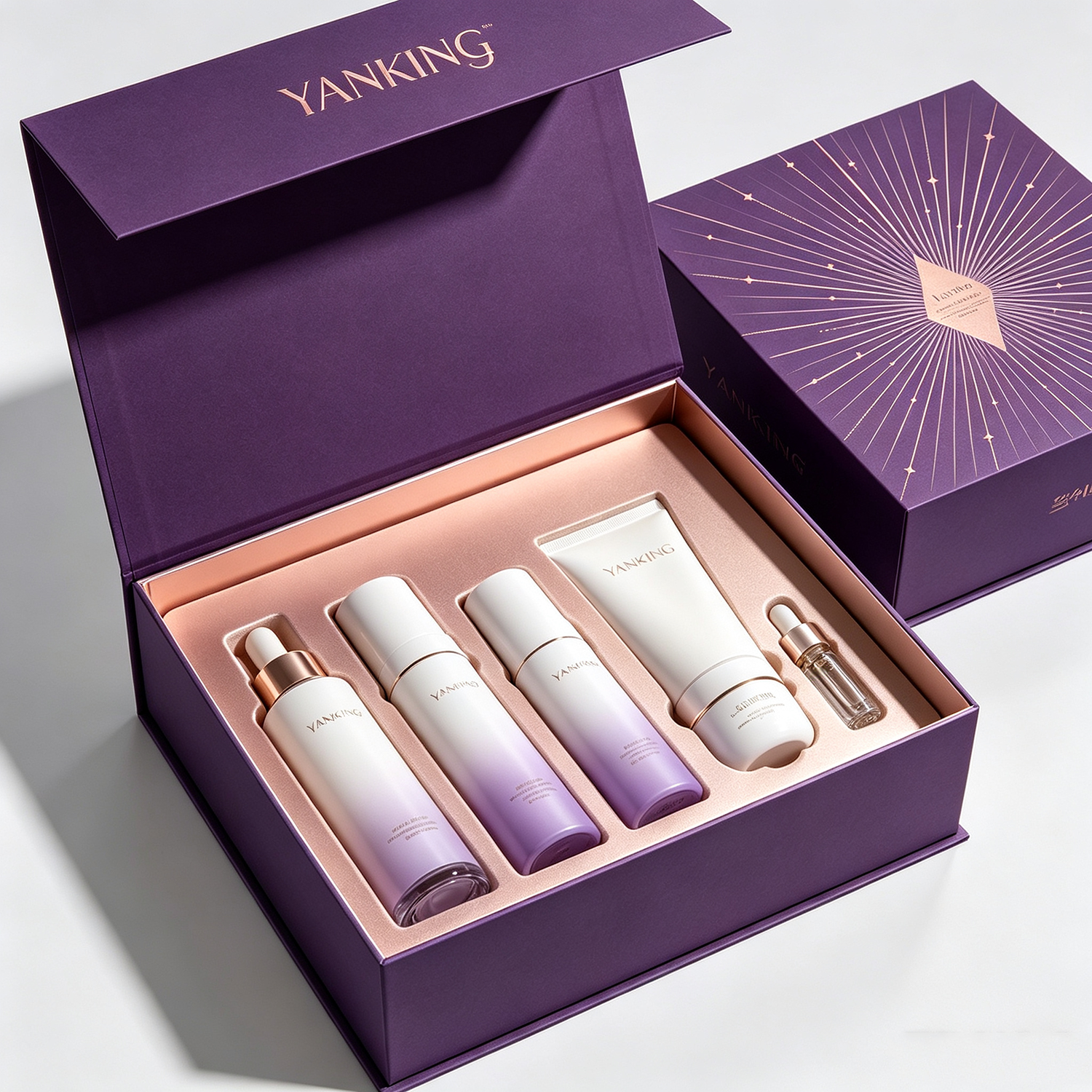Custom Luxury Cosmetic Skincare Packaging Box for Face Oil Serum Printed Paper Magnet Box OEM Manufacturer
