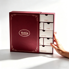 Custom 12-Day Christmas Advent Calendar Rigid Drawer Gift Box with Stamping Logo