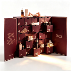 Custom 25-Day Double Door Christmas Advent Calendar Beauty Rigid Gift Box with Magnetic Closure