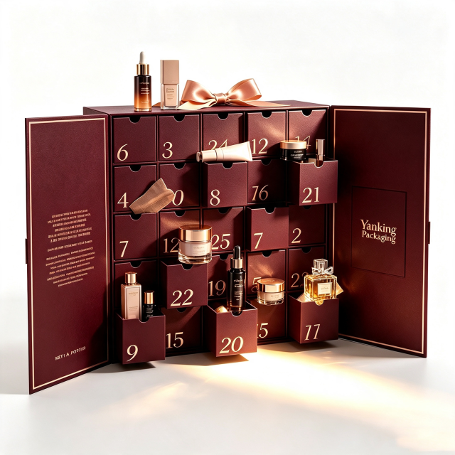 Custom 25-Day Double Door Christmas Advent Calendar Beauty Rigid Gift Box with Magnetic Closure
