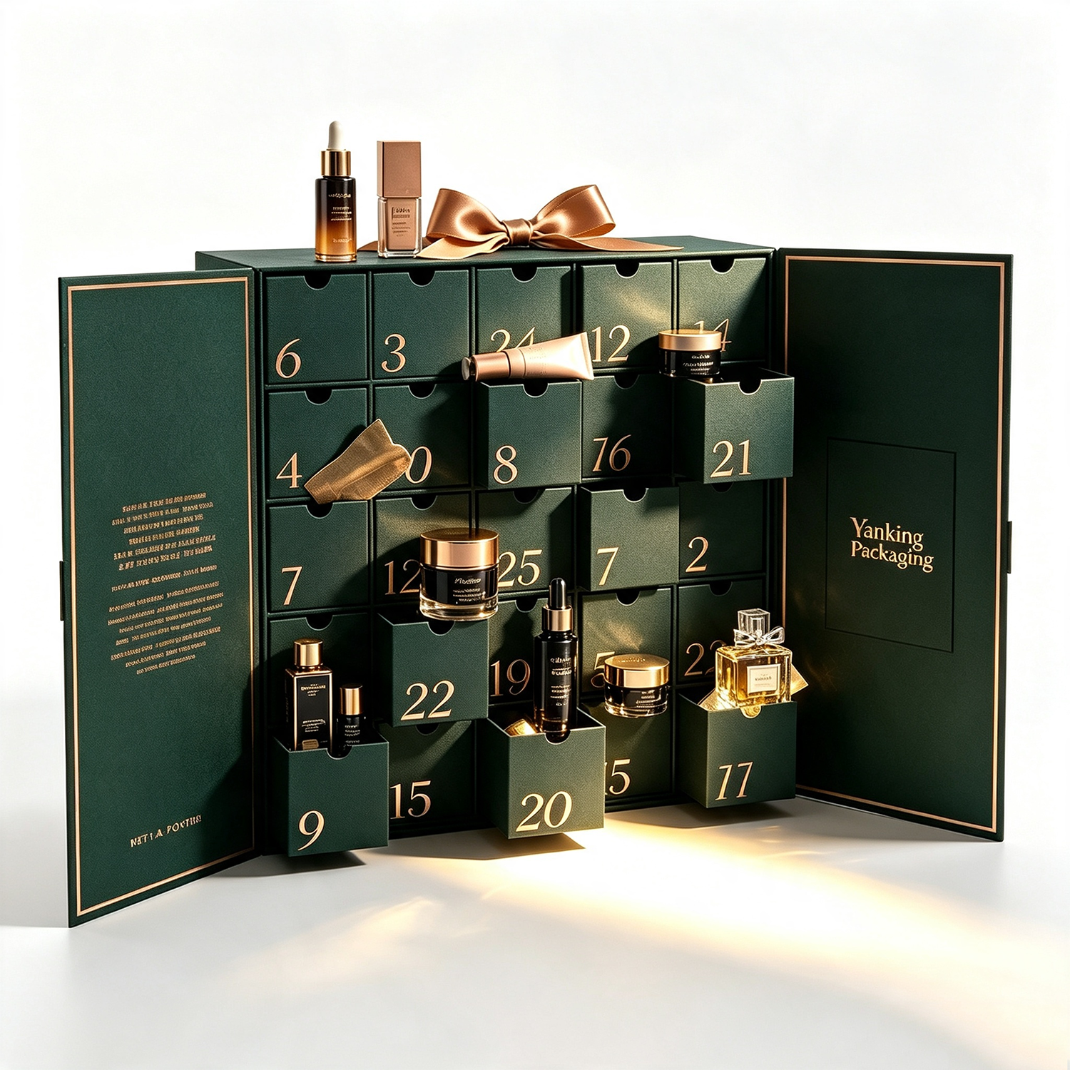Custom 25-Day Double Door Christmas Advent Calendar Beauty Rigid Gift Box with Magnetic Closure