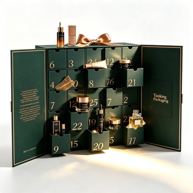 Custom 25-Day Double Door Christmas Advent Calendar Beauty Rigid Gift Box with Magnetic Closure