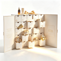 Custom 25-Day Double Door Christmas Advent Calendar Beauty Rigid Gift Box with Magnetic Closure