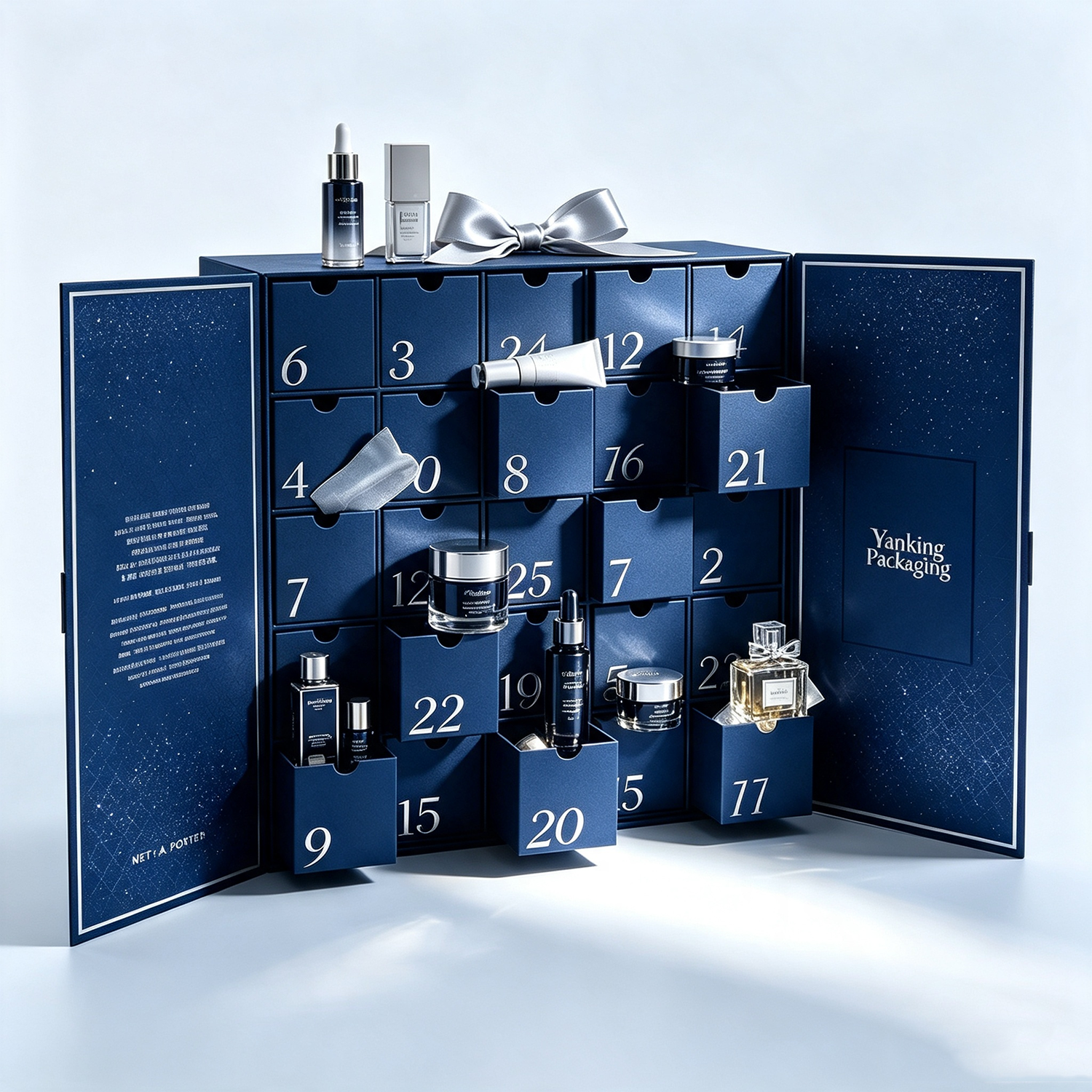 Custom 25-Day Double Door Christmas Advent Calendar Beauty Rigid Gift Box with Magnetic Closure