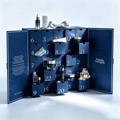 Custom 25-Day Double Door Christmas Advent Calendar Beauty Rigid Gift Box with Magnetic Closure