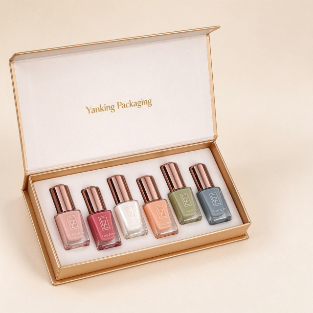 Custom Magnetic Nail Polish Box | Foldable Rigid Paperboard Cosmetic Box