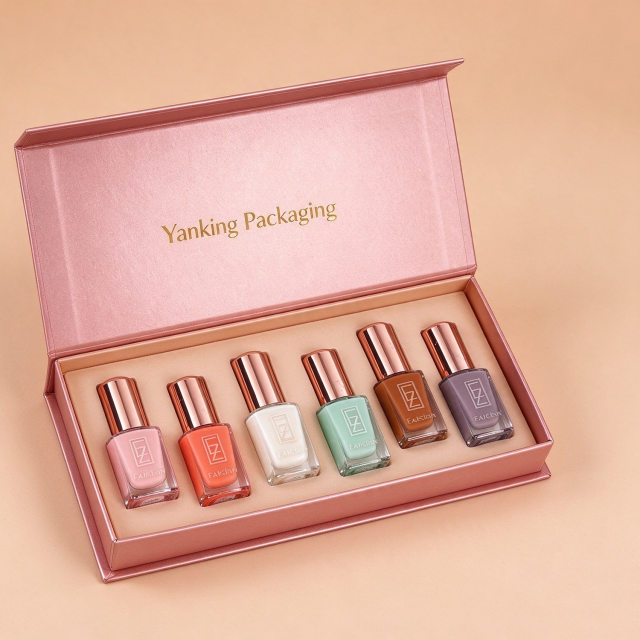 Custom Magnetic Nail Polish Box | Foldable Rigid Paperboard Cosmetic Box