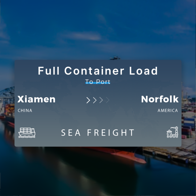 Shipping From Xiamen To Norfolk Full Container Load To Port