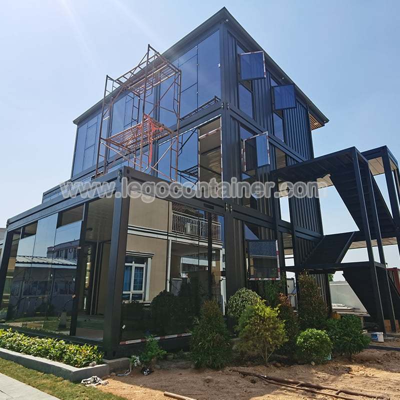 Luxury 3 story glass container house flat packs affordable modern prefab container office,Luxury 3 story glass container house flat packs affordable modern prefab container office