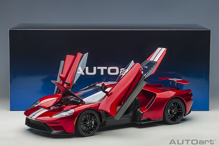 12106 1/12 FORD GT 2017 (LIQUID RED/SILVER STRIPES)