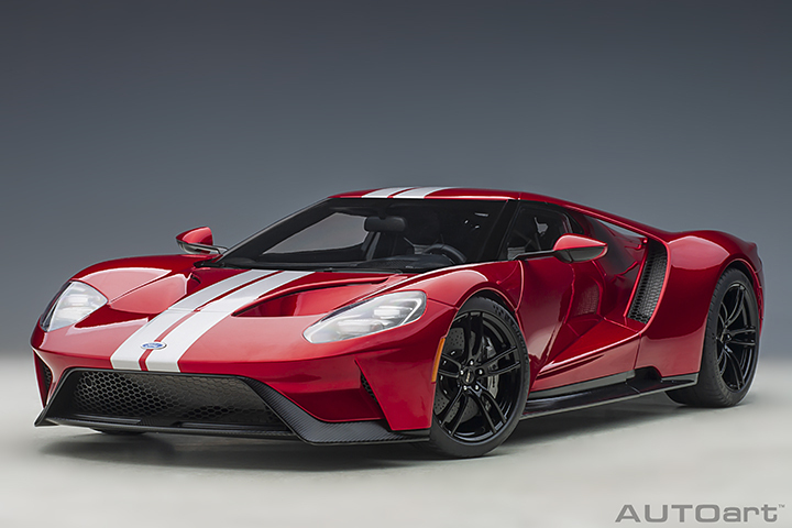 12106 1/12 FORD GT 2017 (LIQUID RED/SILVER STRIPES)