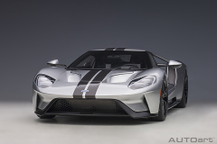 12108 1/12 FORD GT 2017 (INGOT SILVER/BLACK STRIPES)