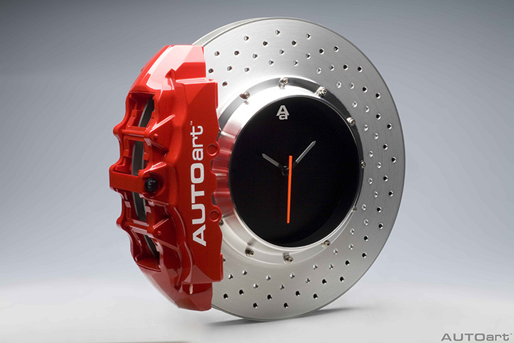 41001 RACING BRAKE DISC CLOCK (8-POT CALIPER/DIAMETER OF ROTOR : 380 mm) (RED CALIPER/BLUE ANODIZED CENTRE/AUTOart logo)