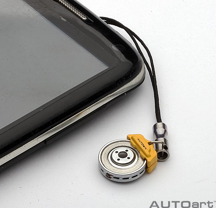 41572 BRAKE DISC MOBILE PHONE PENDANT (YELLOW CALIPER)