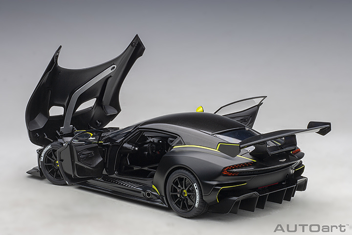 70262 1/18 ASTON MARTIN VULCAN (MATT BLACK W/ LIME GREEN STRIPES)