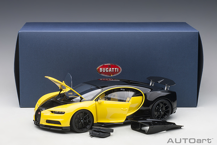 70994 1/18 BUGATTI CHIRON 2017 (JAUNE MOLSHEIM YELLOW/NOCTURNE BLACK)