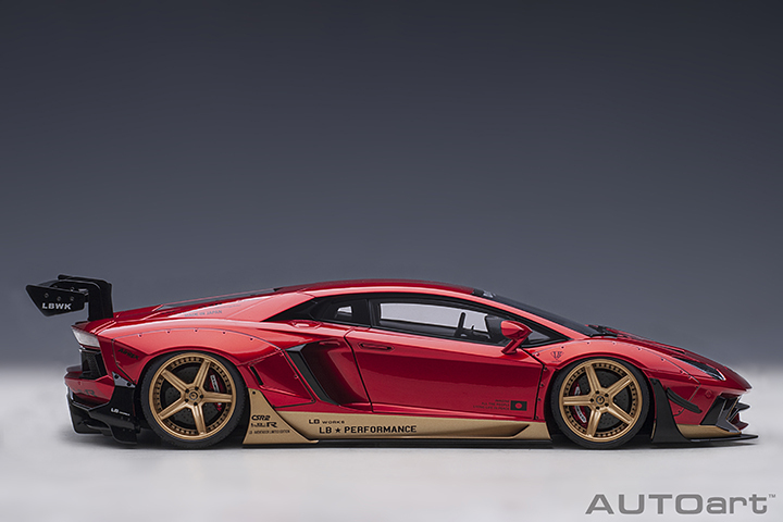 79182 1/18 LIBERTY WALK LB-WORKS LAMBORGHINI AVENTADOR LIMITED EDITION (HYPER RED/GOLD ACCENTS)