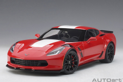 71274 1/18 CHEVROLET CORVETTE GRAND SPORT (RED/WHITE STRIPES/BLACK FENDER HASH MARKS)