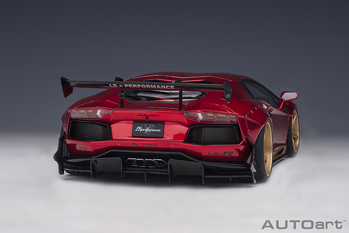 79182 1/18 LIBERTY WALK LB-WORKS LAMBORGHINI AVENTADOR LIMITED EDITION (HYPER RED/GOLD ACCENTS)