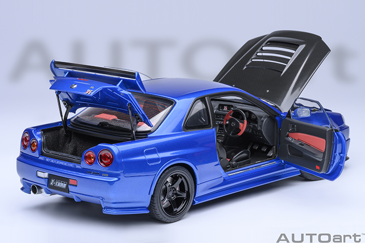 77460 1/18 NISMO R34 GT-R Z-tune (BAYSIDE BLUE W/ CARBON BONNET)