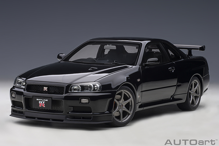 77407 1/18 NISSAN SKYLINE GT-R (R34) V-SPEC II (BLACK PEARL)