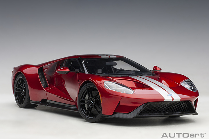 72943 1/18 FORD GT 2017 (LIQUID RED/SILVER STRIPES)