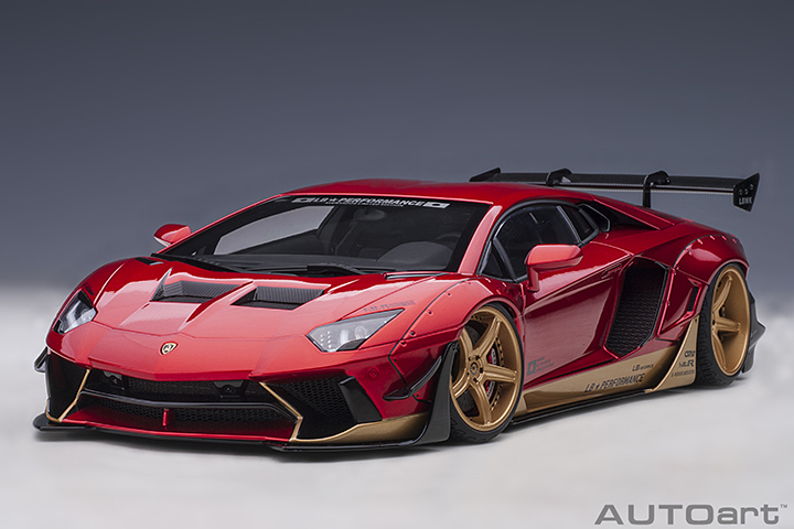 79182 1/18 LIBERTY WALK LB-WORKS LAMBORGHINI AVENTADOR LIMITED EDITION (HYPER RED/GOLD ACCENTS)