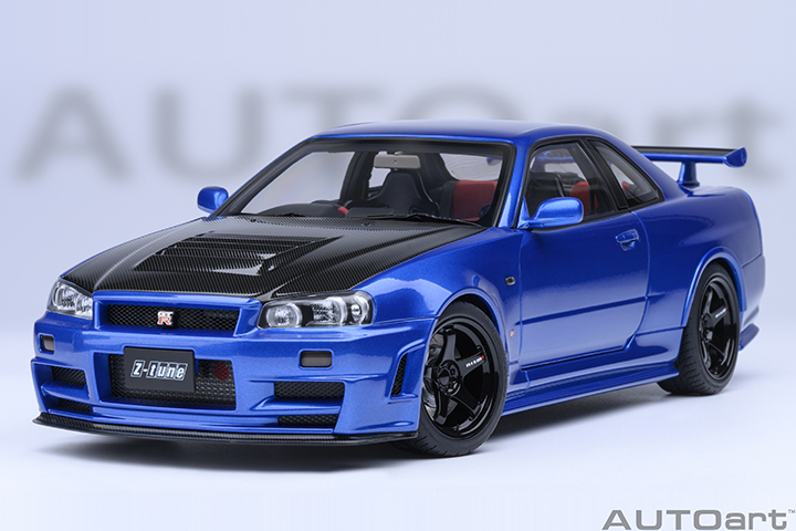 77460 1/18 NISMO R34 GT-R Z-tune (BAYSIDE BLUE W/ CARBON BONNET)