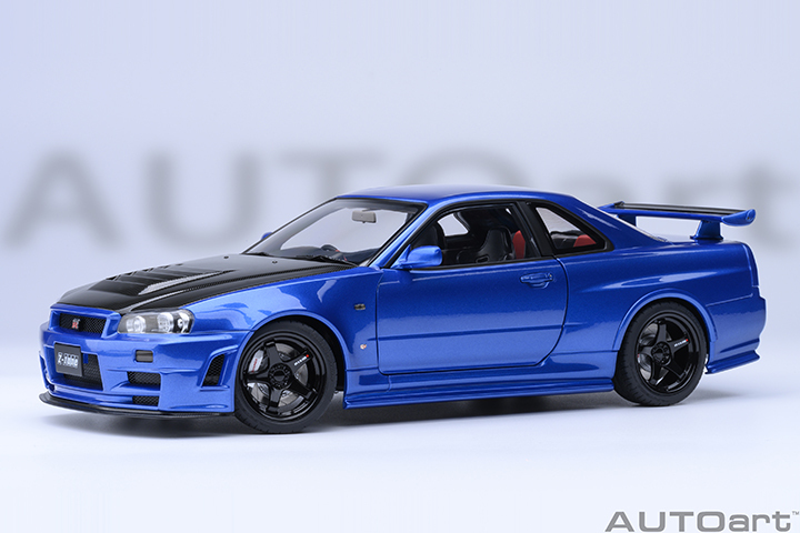 77460 1/18 NISMO R34 GT-R Z-tune (BAYSIDE BLUE W/ CARBON BONNET)