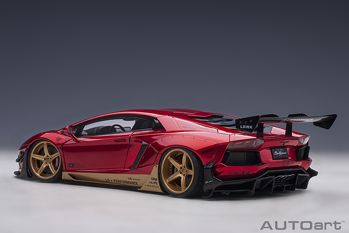 79182 1/18 LIBERTY WALK LB-WORKS LAMBORGHINI AVENTADOR LIMITED EDITION (HYPER RED/GOLD ACCENTS)