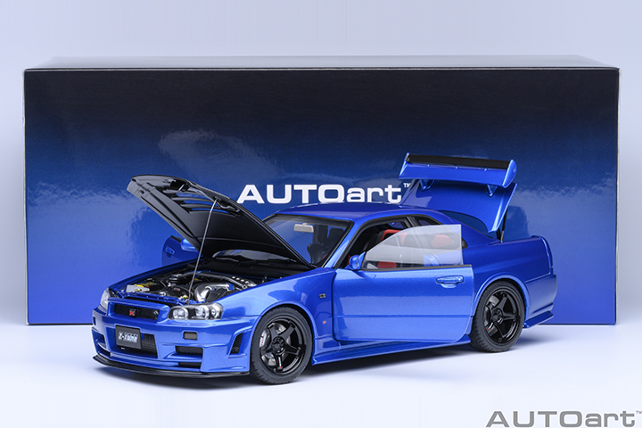 77460 1/18 NISMO R34 GT-R Z-tune (BAYSIDE BLUE W/ CARBON BONNET)