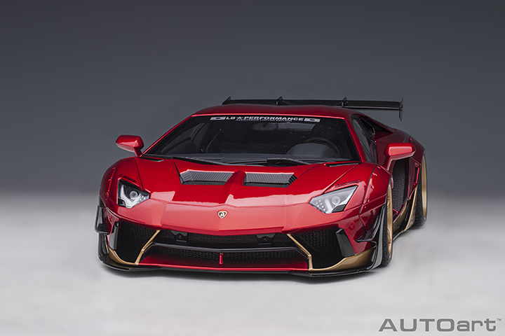 79182 1/18 LIBERTY WALK LB-WORKS LAMBORGHINI AVENTADOR LIMITED EDITION (HYPER RED/GOLD ACCENTS)