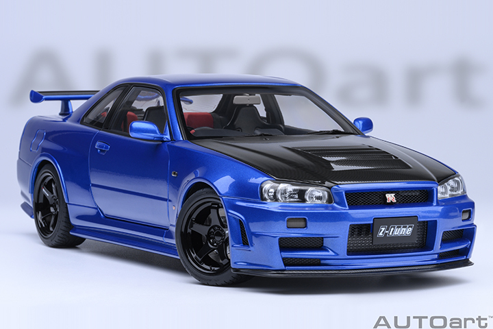 77460 1/18 NISMO R34 GT-R Z-tune (BAYSIDE BLUE W/ CARBON BONNET)