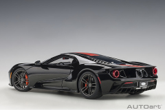 72945 1/18 FORD GT 2017 (SHADOW BLACK/ORANGE STRIPES)