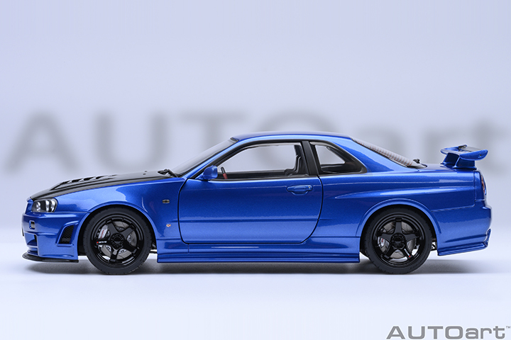 77460 1/18 NISMO R34 GT-R Z-tune (BAYSIDE BLUE W/ CARBON BONNET)