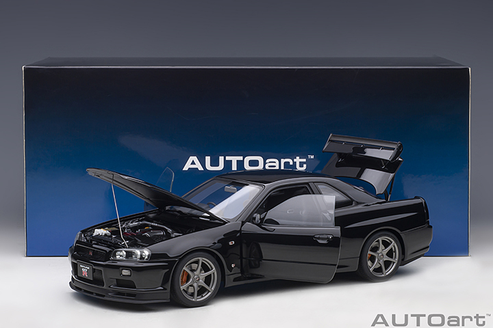 77407 1/18 NISSAN SKYLINE GT-R (R34) V-SPEC II (BLACK PEARL)