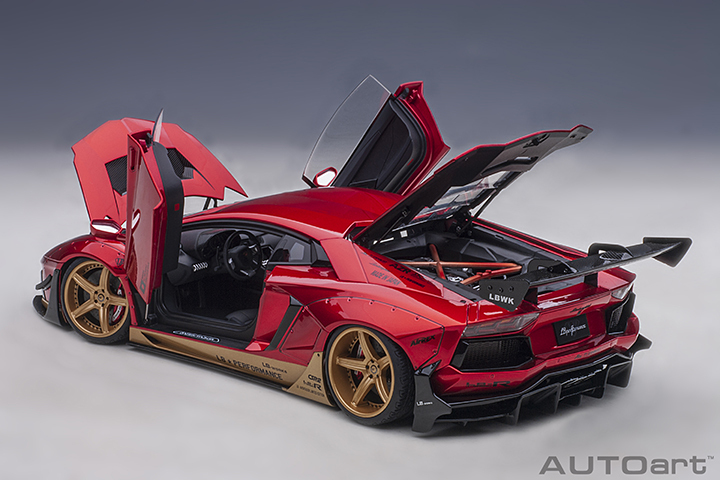 79182 1/18 LIBERTY WALK LB-WORKS LAMBORGHINI AVENTADOR LIMITED EDITION (HYPER RED/GOLD ACCENTS)