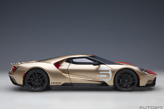 72928 1/18 FORD GT HERITAGE EDITION HOLMAN MOODY (GOLD W/ RED & WHITE)