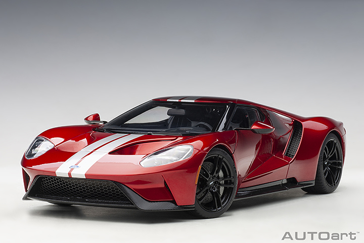 72943 1/18 FORD GT 2017 (LIQUID RED/SILVER STRIPES)