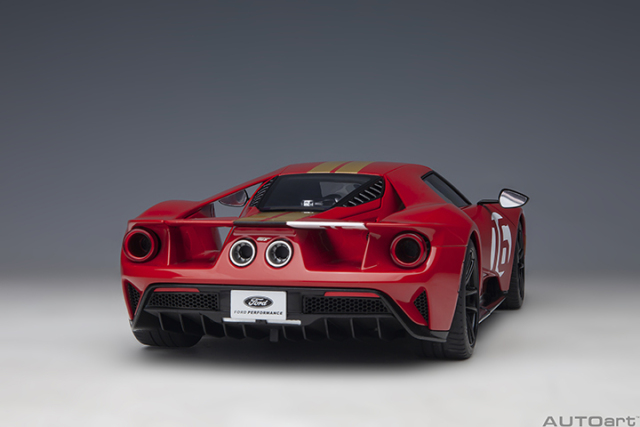72927 1/18 FORD GT HERITAGE EDITION ALAN MANN (RED W/ GOLD STRIPES)